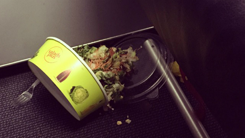 Hey, I think you missed the tray table there. (Passenger Shaming / Instagram)